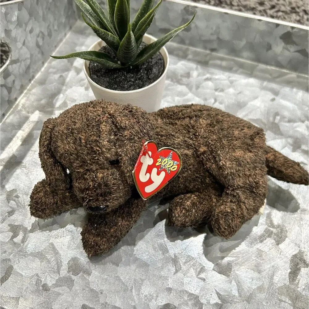 TY Beanie Baby - FETCHER the Dog Stuffed Animal Toy Brown Dog‎ 2000